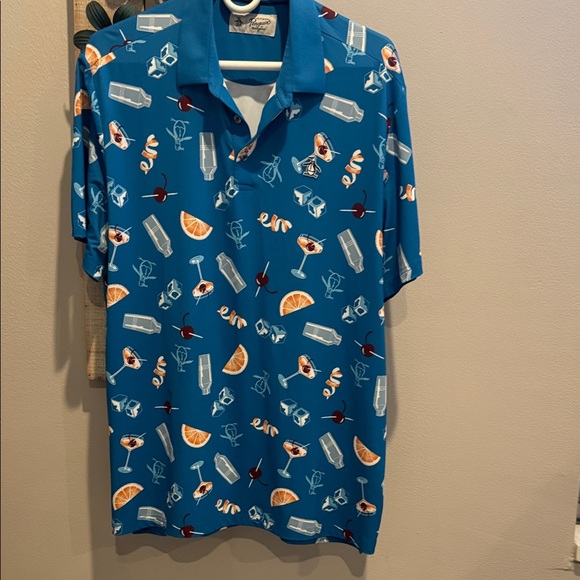 Original Penguin Other - Penguin PGA Tour Blue Cocktail Pattern short sleeve Polo Shirt size large